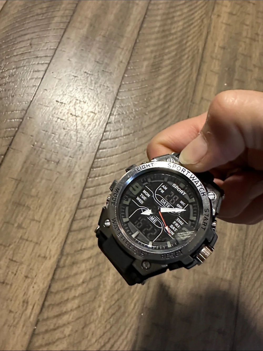 Black Sport Watch - Digital Analog Dual Display